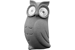 Decorobbo Statue de Hibou de Jardin Solaire, Sculpture extérieure imperméable à l'eau en résine, Lampe de Statue de Hibou aux Yeux Lumineux au Design Moderne pour la décoration de la Maison (Gris 2)