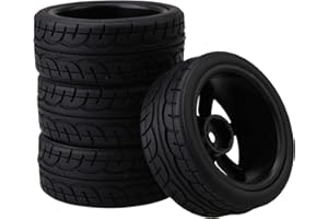 BQLZR Model Car Rubber Tires with 7-spoke Wheel Rims For RC1:10 On-road Racing Car Pack Of 4