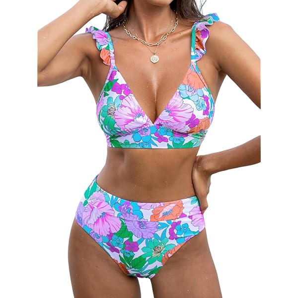 CUPSHE Damen Bikini Set U Ausschnitt High Waist Tank Sport Bikini