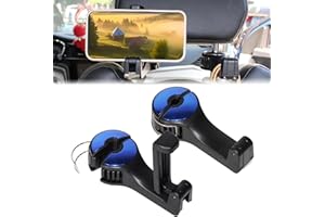 LUFEEMGA 2 Stück Kopfstützenhalterung Auto Haken, Auto Haken Kopfstütze für Autositze mit Handyhalterung, 2 in 1 360° Drehung Tragbare Autositzhaken für Handtaschen, Tasche, Lebensmittel (Blau)