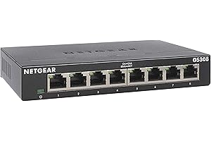 ‎NETGEAR NETGEAR GS308 LAN Switch 8 Port Netzwerk Switch (Plug-and-Play Gigabit Switch LAN Splitter, LAN Verteiler, Ethernet Hub lüfterlos, robustes Metallgehäuse mit Ein-/Ausschalter), Schwarz