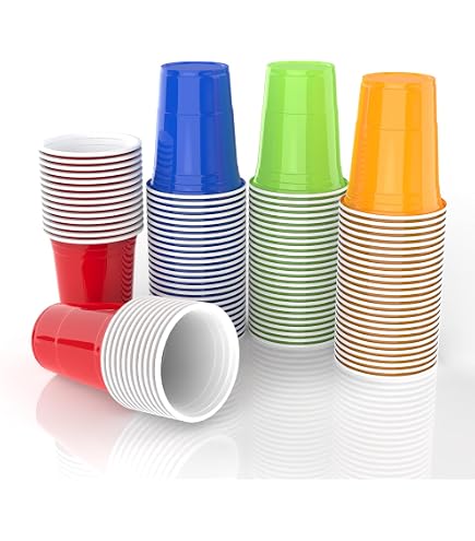 Gobelets Bière-pong LATERN 100 Pcs - 480ml, 4 Couleurs + 10 Balles - Pour Fêtes Et Jeux