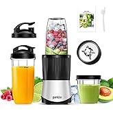 Ganiza Smoothie Maker 900W, Mini Blender avec 25000 tr/min, 3 Gourdes Tritan To-Go (300ml, 500ml & 700ml), 4 Lames Asymétriqu