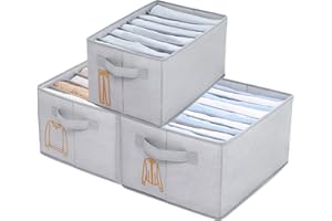 AISIR Wardrobe Clothes Storage Organiser Foldable Closet Drawer Organisers/Dividers for Bedroom Jeans Shirt Sweathers, Set of 3 - Gray