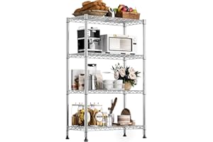 M MZG 1000 lbs Storage Shelving 4-Tier Utility Shelving Unit Steel Organizer Wire Rack for Home,Kitchen,Office,Chrome 35 x 60 x 135.8 cm