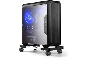 HMSENG PC Ständer für PC-Tower, Computer Desktop Ständer, Universal verstellbare CPU Ständer mit Rollen - (Schwarz)