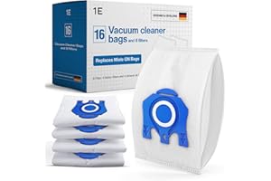 1E 16 bolsas para aspiradora [Reemplaza Miele GN] – Compatible con [Complete C3, C2, Classic C1] – Incluye 4 filtros de motor y 4 de salida – Para [S8340, S8000, S5000, S2000, S600] – Sustituye 9917730