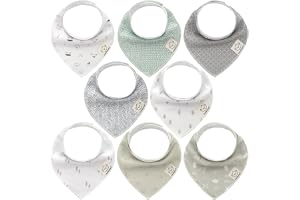 KeaBabies 8-pack triangulära näsdukar för bebis pojke och flicka - unisex haklappar, babybandana, superabsorberande, baby-haklappar, ekologisk bomull, babybandanas för bebisar, haklappar dregla