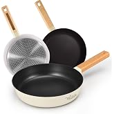 La Moustache - Set of frying pans 20/24/28 cm【Ebook +40 Recipes】with Non-stick, PFOA/PFOS-free, Induction Safe Set, Professio