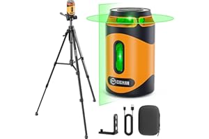 Niveau laser vert autonivelant CIGMAN, niveau laser horizontal à 360° avec ligne verticale, distance de travail de 30 m, batterie rechargeable intégrée, avec trépied de 1,2 m