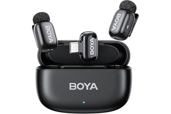 BOYA Mini 2 Microfono Inalambrico (2TX+2RX) para iPhone Android, 5g Ultraligero, Micrófono de Solapa, AI Voice Changer, Reducción de Ruido de 3 Niveles, 30h Horas, Microfono Movil con USB-C/Lightning