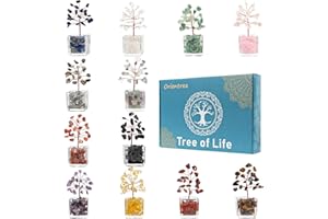 Orientrea Confezione da 12 mini alberi di cristallo, cristalli naturali fatti a mano, albero della vita a 7 chakra per Feng Shui, energia positiva, regalo per donne, decorazione per casa e ufficio