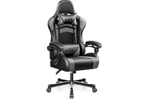 OneGame Silla Gaming, Silla ergonómica Gaming con Respaldo Ajustable Respaldo Alto Silla Gaming rotación 360º para Trabajar y Jugar, Negro Gris
