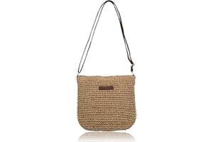 Bototack Straw Bag for Women, Small Summer Beach Crossbody Bag with Zipper and Adjustable Strap, Bohemian Weave Handmade Shoulder Handbags for Holiday Beach Travel