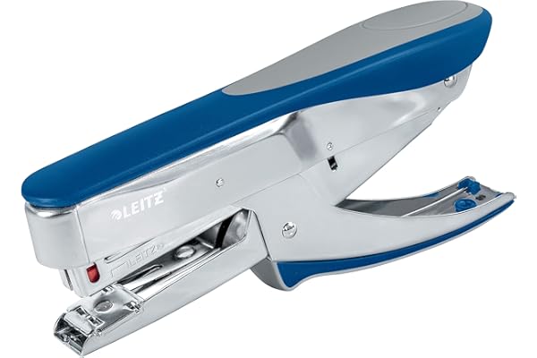 Leitz Pince Agrafeuse, Capacité 30 Feuilles, Bleu, Boîtier Métallique Ergonomique Avec Softgrip, Chargement par le Haut, Utilisation Avec Agrafes P3 (24/6, 26/6), 55480033