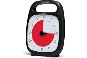 TIME TIMER PLUS 60-minutowy wizualny zegar analogowy – opcjonalny alarm akustyczny (regulator głośności), bez głośnego tykania; urządzenie do zarządzania czasem (czarny)
