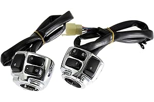 HDBUBALUS Commutateur de commande de guidon de 25 mm pour Harley Dyna Softail Dyna Sportster V-Rod de 96 à 12, Chrome