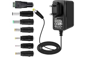 EFISH 12V 2A 24W Adaptateur d'alimentation du Transformateur,pour 12V Les Appareils Ménagers,CCTV Camera,Routers,Hubs,LED Strips,Telekom,T-COM,Speedport,Radiowecker,Scanner+7 Différents Bouchons
