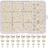 1320 Beige Glass Beads | Imitation Pearls &ndash; Cream White &ndash; For Making Jewelry, Necklaces, Bracelets, Jewellery &ndash; ( 0.15, 6, 8,