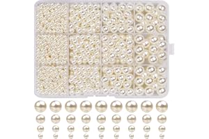 ZHENLE 1320 Glasperlen Beige Kunstperle Runde Perlen, Cremeweiß Nachahmung Perlen für Schmuckherstellung Halskette Armbänder Schmuck Basteln(∅ 4, 6, 8, 10 mm)