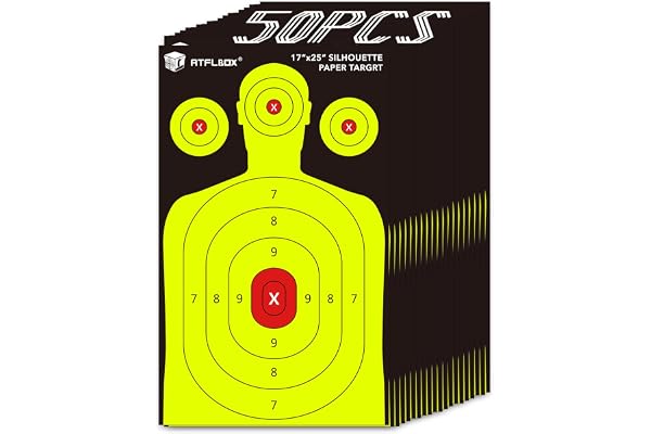 ATFLBOX 50 pièces de cibles en Papier pour Le Champ de tir, 43 x 63,5 CM pour Armes de Poing, Pistolets, carabines, carabines à air comprimé, Pistolets à Plomb, Pistolets à Billes