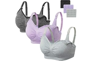 HBselect 3 PCS Reggiseno Allattamento con Estensione Reggiseno Bra Donna Morbido e Traspirante Reggiseno Senza Ferretto e Senza Cuciture