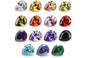 JINGANGZUO Pear Shape Cubic Zirconia Synthetic Gemstone Mix 15 Colors 5A Loose CZ Stone for Jewelry Making