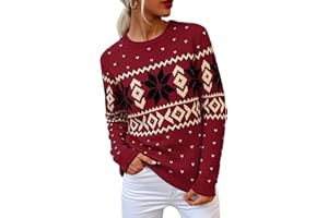 Terecey Maglione Natalizio Donna Maglioni Natalizie Inverno Caldo Maglioni Natale a Maniche Lunga Maglione Natalizio Girocollo Pullover Natalizi Lavorato a Maglia di Babbo Natale S-XXL