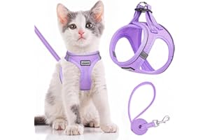 HAHEITA Cat Harness and Lead Escape Proof,Adjustable Soft Mesh Kitten Vest Harness for Walking Reflective Pet vest for Cat Small Dogs Puppy (Purple, XS)