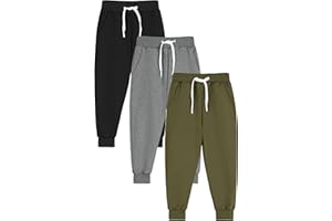 Ruisita 3 Pack Toddler Boys' Joggers Tracksuit Bottoms Cotton Trousers Sweatpants Kids Activewear with Drawstring Pockets