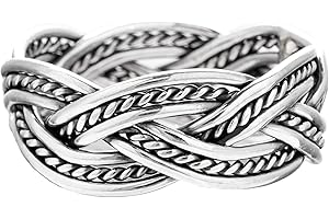 Windalf Nordischer Vintage Silberring THORNGAD 8 mm Vikings Partner Silberring Zopf-Muster Bohemia Geflochtener Freundschaftsring Handarbeit aus 925 Sterlingsilber