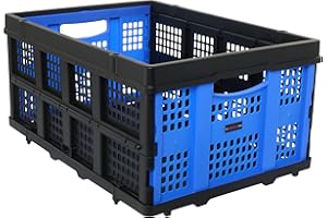 The Workplace Depot Collapsible Crate – 46L Folding Plastic Storage Box – Stackable, Durable & Lightweight – Ideal for Home, Office, Warehouse & Retail Use