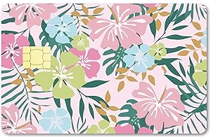 CREATCABIN Card Skin Sticker Hibiscus Flowers Debit Credit Card Skins Covering Leaf Personalizing Bank Card Protecting Removable Wrap Waterproof Slim Scratch Proof for Transportation Card 7.3x5.4Inch