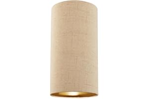 Modern and Stylish Stitched Effect Taupe Linen Fabric Cylindrical Lampshade for Pendant or Table Lamp - 25cm Height - 40w Maximum - Suitable for The Home or Business by Happy Homewares