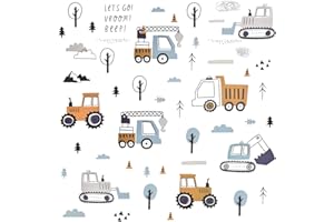 ZIMOER 3 Blätter Wandaufkleber Kinderzimmer Auto Baufahrzeuge Wandtattoo Traktor Digger Bagger Lastwagen Kranwagen Sticker Abnehmbar für Wand Fenster Zimmer Schlafzimmer Babyzimmer Kindergarten