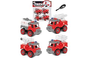 COYYERC Bagger Spielzeug ab 3 Jahre Junge, DIY 4 in 1 Große LKW Baustellenfahrzeuge Kinderspielzeug Sandspielzeug Sandkasten Spielzeug Lernspielzeug für Jungen ab 3 4 5 Jahre (Schwarz und Rot)