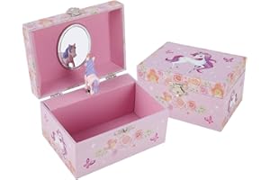 TAOPU Sweet Musical Jewelry Box with Spinning Cute Little Pony Figurines Music Box Jewel Storage Case for girls