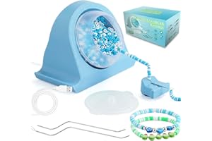 Colexy Spinner eléctrico de perlas de arcilla con forma de hilandero, color azul, juego de máquina de perlas rápida con 2 agujas de perlas para manualidades, pulseras, collares, fabricación de joyas