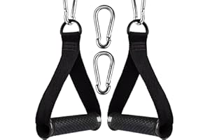 Leowsad Ultimate Resistance Bands Handle,Heavy Duty Gym Handles. Cable Handle Gym Equipment Consisting of Double D Metal Rings, High Density Webbing with 2 Big Carabiner Hooks