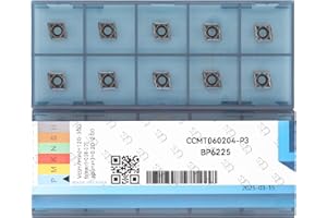 CDBP Insertos de Carburo de CNC CCMT060204 ccmt21,51 - mecanizado universal de acero, plaquitas de torneado -recubrimiento TiN, 10 piezas
