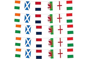 REDSTAR Six Nations Rugby Bunting - 18 Premium Printed Pennants - 6 metre (20 ft) Long - Flags of England, Scotland, Wales, Ireland, France, and Italy - Great for Pub, Club, and Garden Decorations