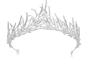 Makone Queen Crowns and Tiaras for Women, Queen Princess Vintage Tiaras with Pearl, Girls Adult Bridal Hair Accessories Gifts for Christmas Halloween, Birthday Party, Wedding Prom, Pageant - Silver