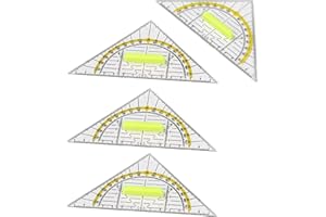 WLVINSON 4 Piezas Triángulo de Geometría,Transportador de Angulos Nautico,Regla Triangular Multifuncional de Plástico,Tablero de Angulos Medición Portátil para Escuela,Universidad,Oficina,Niños y Estudiantes