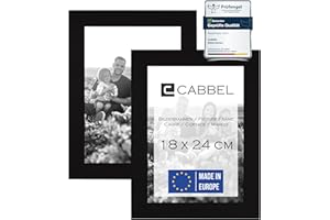 CABBEL Dwupak (zestaw 2 szt.) ramek na zdjęcia 18 x 24 cm, czarna, stabilna rama z płyty MDF, nietłukące się szkło pleksi, do zawieszenia i postawienia, idealna do zdjęć/obrazów/kolażu