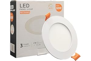 FactorLED Downlight LED Soffitto da incasso circolare Slim 9 cm 6W (60W), pannello rotondo da incasso, piastra extra sottile, luce selezionabile 2700K-4000K-5700K (CCT) (1, Ø90 mm)