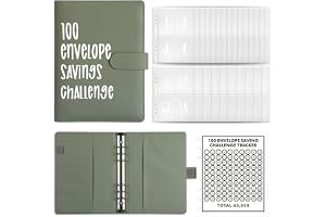100 Envelope Challenge Binder, Utmaningsmapp, Savings Challenges Binder, Binder Challenge-kuvert, organisatör med kuvert för