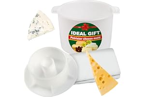 PETRISTOR Kit de fabrication de fromage perforé au beurre - Passoire à fromage avec piston suiveur - 1,8 l - Presse à tofu - Kit de fabrication de fromage - Ensemble de fromage pour presse - Paneer Maker