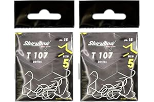 Amo Sbirulino T107 Curva Dritta per la Pesca alla Trota – Microardiglione, Punta Alta e Paletta, Nichelato – Blister da 15 Ami - Made in Japan