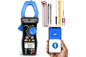 H HOLDPEAK HoldPeak Pinza Amperometrica Professionale True-RMS con APP Connect, 6000 Conta Multimetro HP-580S-APP Auto Ranging, NCV 1000A AC/DC Volt ohm Resistenza Capacità Continuità Temperatura Diodo