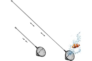 Filhome Telescopic Aquarium Fish Net, Fine Mesh Fish Net for Fish Tank with Extendable Long Handle